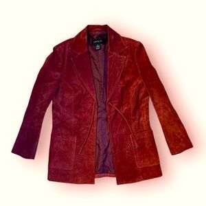 Vintage Santa Fe Red Suede Leather Blazer Jacket Tie Front Coat Size Small
